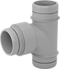Image of Product. Bottom orientation. Pipe and Fittings. Flame-Retardant Drain, Waste, and Vent Polypropylene Pipe Fittings for Chemicals, Offset Tee Connectors, Electrofusion Socket/Grooved-End Clamp-On Male.