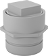 Image of Product. Electrofusion Socket/Grooved-End Clamp-On Male. Bottom orientation. Pipe and Fittings. Flame-Retardant Drain, Waste, and Vent Polypropylene Pipe Fittings for Chemicals, External-Square-Drive Plugs/Straight Adapters, Electrofusion Socket/Grooved-End Clamp-On Male, Hex Body.