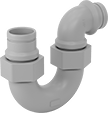 Image of Product. Bottom orientation. Pipe Traps. Gravity-Flow Polypropylene Pipe Traps for Corrosive Chemical Waste, Union 270° Bend Connectors, Male Grooved End.