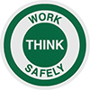 Image of Product. Front orientation. Labels. Hard-Hat Labels , Think—Work Safely.
