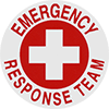 Image of Product. Front orientation. Labels. Hard-Hat Labels , Emergency Response Team, Cross.