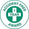 Image of Product. Front orientation. Labels. Hard-Hat Labels , Accident Free Award—1 Year, Cross.