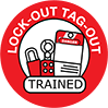 Image of Product. Front orientation. Labels. Hard-Hat Labels , Lock-Out Tag-Out Trained.