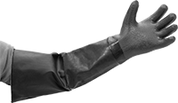 Image of ProductInUse. Front orientation. Gloves. Neoprene Chemical-Resistant Gloves, Extreme-Temperature Gloves with Sleeve.