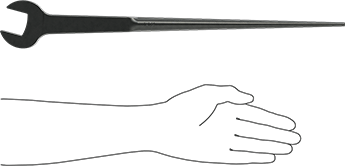 Image of Product. Side1 orientation. Contains SizingReference. Open-End Wrench for Hole Alignment, 1-1/4" Size, 19" Overall Length.