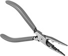 Image of Product. Front orientation. Long-Nose Pliers. Strip and Crimp Long-Nose Pliers, Standard Nose with Flat Jaw, Cushion Grip.