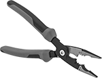 Image of Product. Front orientation. Long-Nose Pliers. Strip and Crimp Long-Nose Pliers, Standard Nose with Combination Jaw, Ultra Grip.