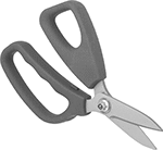 Image of Product. Offset Large Handle. Front orientation. Scissors. Nonstick Lightweight Scissors, Offset Handle.
