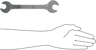 Image of Product. Side1 orientation. Contains SizingReference. Double Open-End Wrench, Dull Chrome Plated, 21 mm x 23 mm Size, 10-1/8" Overall Length .