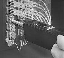 Image of ProductInUse. Front orientation. Electrical Parts Cleaners. Electrical Parts Cleaners for Fiber Optic Connectors, For Bulkhead Adapters, For Plugs.