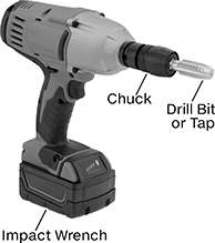 Image of System. Front orientation. Contains Annotated. Tap and Drill Bit Sets. Impact Wrench Tap and Drill Bit Sets.