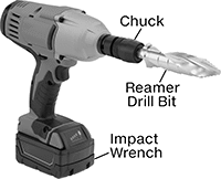 Image of Product. Front orientation. Contains Annotated. Reamer Drill Bits. Impact Wrench Step Reamer Drill Bits.