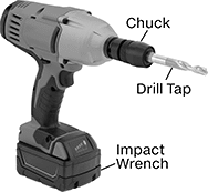 Image of System. Front orientation. Contains Annotated. Drill Taps. Impact Wrench Drill Taps.