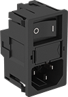 Image of Product. Snap In—Shielded. Front orientation. Power Connectors. IEC Connectors, Male Receptacles with On/Off Switch, Snap In, Single—Shielded.