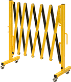 Image of Product. Front orientation. Retractable Gates. Retractable Gates with Casters, Black/Yellow.