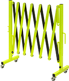 Image of Product. Front orientation. Retractable Gates. Retractable Gates with Casters, Black/Fluorescent Yellow.
