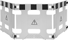 Image of Product. Front orientation. Barricades. Folding Barricades, Three-Panel Barriers.