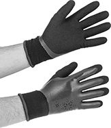 Image of ProductInUse. Polyester. Front orientation. Gloves. Water-Resistant Cold-Protection Gloves, Waterproof Gloves, Women's Polyester Fabric with Nitrile-Coated Palm.