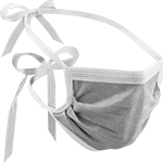 Image of Product. Front orientation. Masks. Disposable Masks, Tie Strap Securing.
