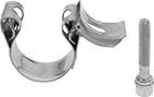 Image of Product. Shown Open. Side1 orientation. Hose and Tube Clamps. Rounded-Edge Bolt Clamps, Clamps with Hinge.