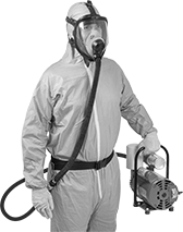 Image of ProductInUse. Front orientation. Respirators. Supplied-Air Full-Face Respirators for Air Pumps.