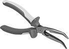 Image of Product. Front orientation. Long-Nose Pliers. Electrical-Insulating Bent-Nose Pliers, Standard Nose with Flat Jaw, Ultra Grip, 40° Jaw Bend.