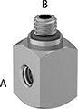 Image of Product. Hex. Front orientation. Contains Annotated. Pipe and Fittings. Miniature High-Pressure Brass and Bronze Threaded Pipe Fittings, 90° Elbow Adapters, Female, Threaded Fitting Connection, Male, Hex Body.