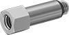 Image of Product. Female x Male. Front orientation. Pipe and Fittings. Miniature High-Pressure Brass and Bronze Threaded Pipe Fittings, Straight Adapters with Gasket, Male, Female, Threaded Fitting Connection, Hex Body.