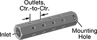 Image of Product. Front orientation. Contains Annotated. Manifolds. Miniature Hex Manifolds.