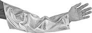 Image of Specification. Front orientation. Aramid/Fiberglass Fabric. Heat-Reflective Aluminized Arm Sleeves.
