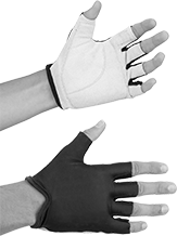 Image of ProductInUse. Style B. Front orientation. Gloves. Vibration-Protection Open-Finger Work Gloves, Gloves, Cowhide Leather, Style B.