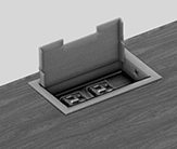 Image of ProductInUse. Shown with Cover (Sold Separately). Front orientation. Outlet Strips. Recessed Bench-Top Outlet Strips.