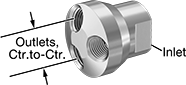 Image of Product. Front orientation. Contains Annotated. Manifolds. Round Manifolds for Hose Lines.
