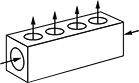 Image of Specification. Outlets on One Side. Front orientation. Contains Annotated. One-Sided Outlet. Right-Angle Flow Rectangular Manifolds.