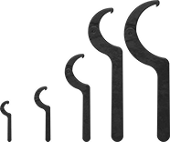 Image of Product. Front orientation. Spanner Wrenches. Adjustable Hook Spanner Wrench Sets for Slots on the Side.