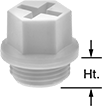 Image of Product. Front orientation. Contains Annotated. Protective Plugs. Screw In, For Round Holes, For Pipe, For Round Shapes, For Straight-Thread Fittings, Nylon.