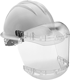 Image of Product. Solid Lens with Chin Guard (Hard Hat Sold Separately). Front orientation. Face Shields. Hard-Hat Mount Face Shields.