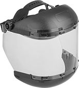 Image of Product. Front orientation. Face Shields. Face Shields, Chin Guard, Ratchet Adjustment.