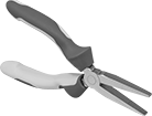Image of Product. Front orientation. Long-Nose Pliers. Electrical-Insulating Long-Nose Pliers, Wide Nose with Flat Jaw, Ultra Grip.