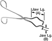 Image of Product. Front orientation. Contains Annotated. Tongs. Glassware Tongs, PTFE-Coated Curved-and-Flat Jaw.
