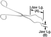 Image of Product. Front orientation. Contains Annotated. Tongs. Glassware Tongs, Curved-and-Flat Jaw.