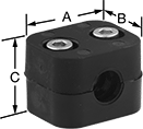 Image of Product. Front orientation. Contains Annotated. Brackets. Clamp-Style Sensor and Switch Mounting Brackets, Round-Clamp Mounting Bracket.