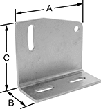 Image of Product. Front orientation. Contains Annotated. Brackets. Sensor and Switch Mounting Brackets, Style 14.