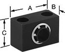 Image of Product. Front orientation. Contains Annotated. Brackets. Impact-Resistant Sensor and Switch Mounting Brackets, 12 mm for Sensor/Switch OD.