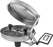 Image of Product. Front orientation. Eye Wash Stations. ANSI-Compliant Wall-Mount Eye Wash Stations with Pipe Connection, Covered Bowl.