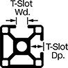 Image of Attribute. Hollow Construction. Front orientation. Contains Annotated. Hollow. Corner Two Slot, Single Rail.