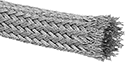 Image of Product. Front orientation. Wire Sleeving. Interference-Shielding Expandable Wire Sleeving, Aramid Fabric with Tin-Plated Copper Shield.
