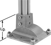Image of ProductInUse. Post Base Plate. Front orientation. Contains Annotated. T-Slotted Framing and Fittings. Feet for T-Slotted Framing, Post Base Plates.