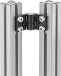 Image of ProductInUse. Front orientation. T-Slotted Framing and Fittings. Hinges for T-Slotted Framing, Hinges with Slots.