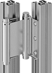 Image of ProductInUse. Front orientation. T-Slotted Framing and Fittings. Hinges for T-Slotted Framing, Two-Way Swinging Hinges.